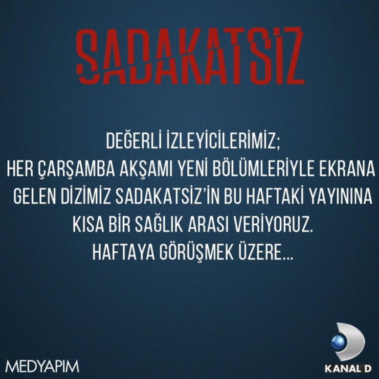 ‘Sadakatsiz’ dizisine senarist molası