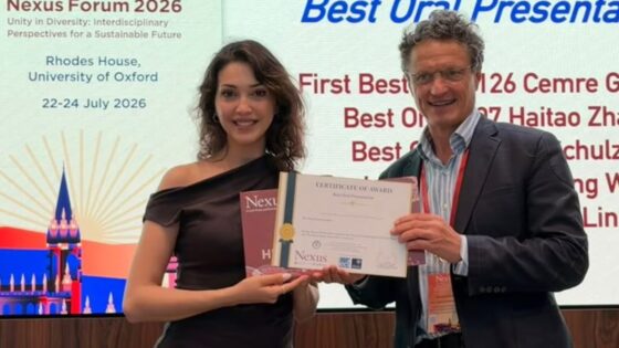 Cemre Gümeli’ye Oxford Üniversitesi’nden ödül